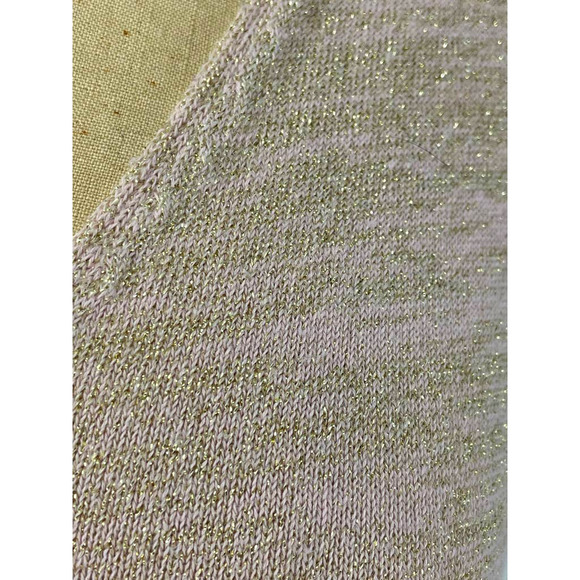 Vintage Y2K Xhilaration Pink and Gold Metallic Cap Sleeve Sweater Top M - Picture 7 of 12